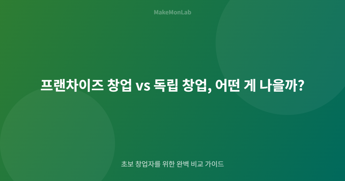 프랜차이즈 창업 vs 독립 창업, 어떤 게 나을까?