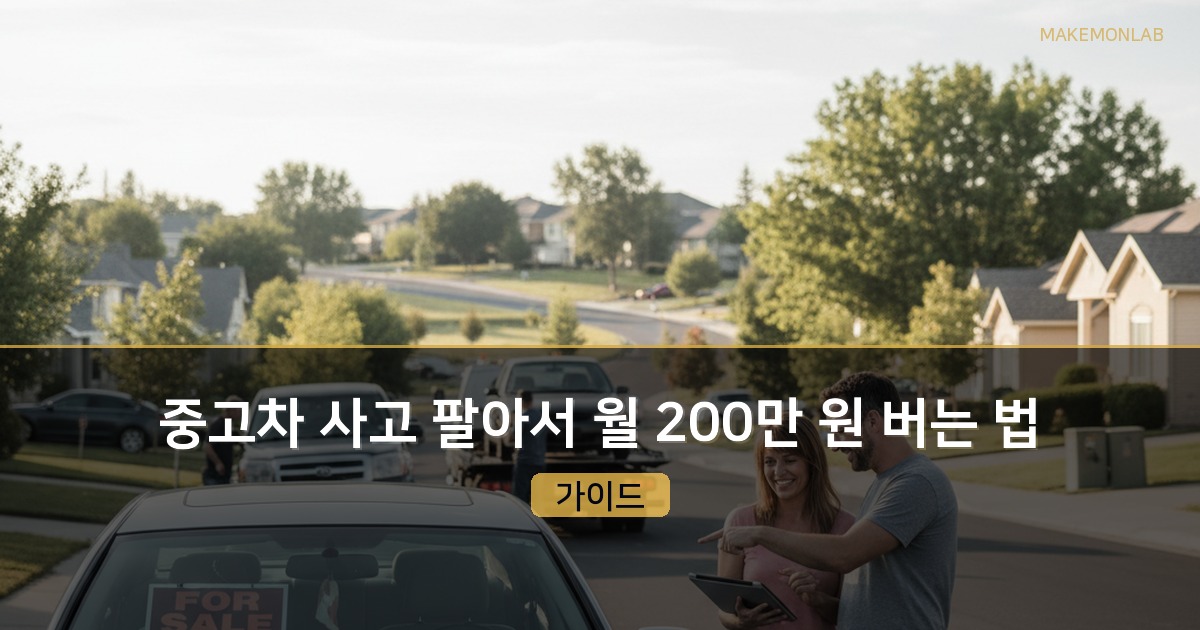 개인 중고차 딜러 부업 가이드 — 사고 파는 법과 리스크 관리