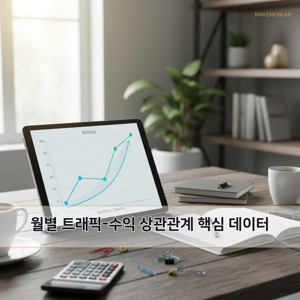 블로그 수익화 데이터 분석 - 월별 트래픽-수익 상관관계 핵심 데이터
