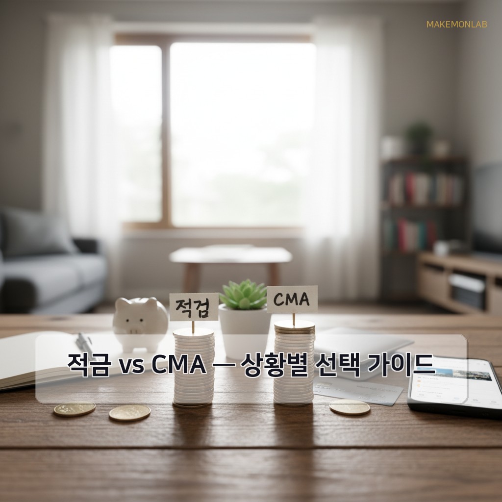 사이드 프로젝트가 본업이 되는 순간 - 적금 vs CMA — 상황별 선택 가이드