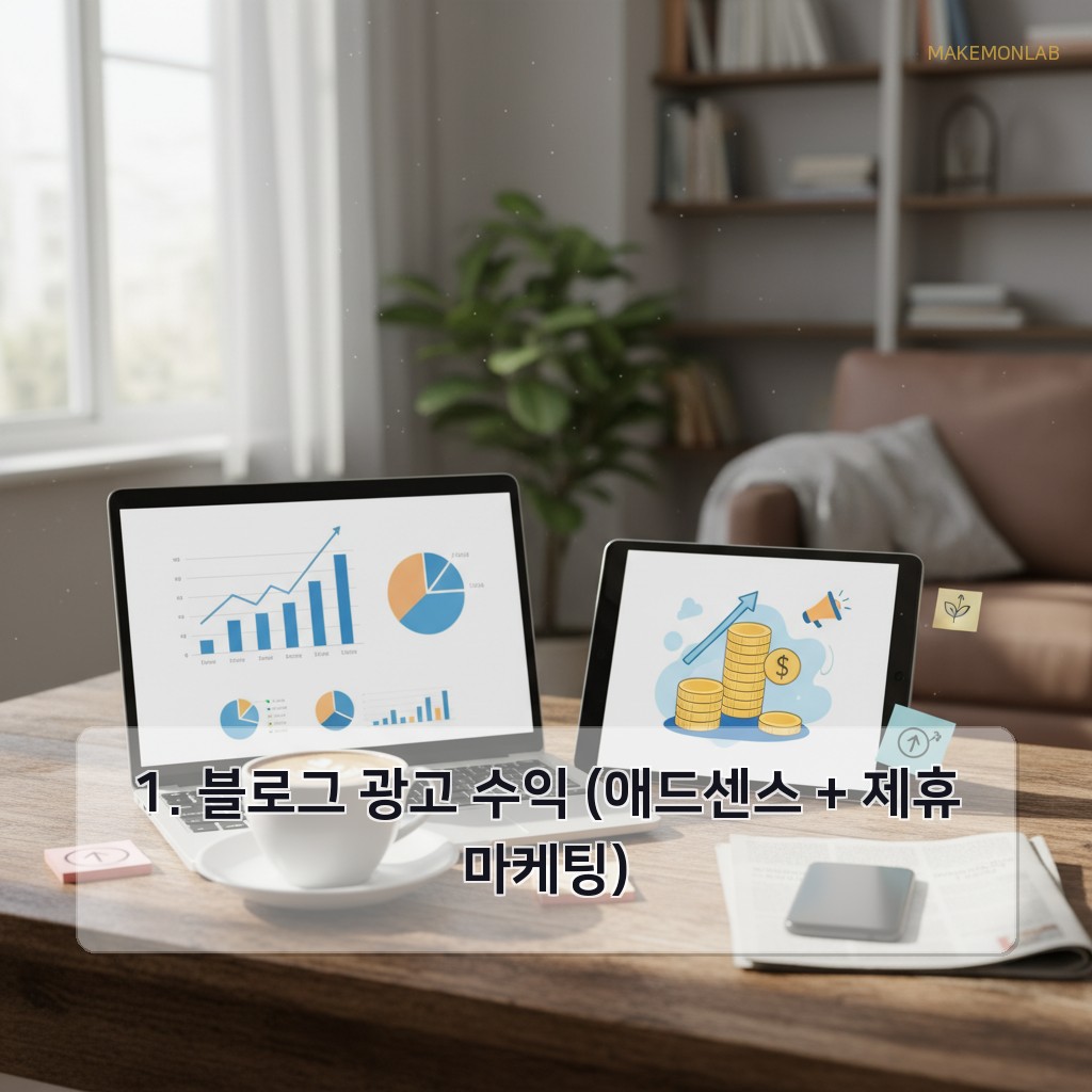 월세처럼 매달 들어오는 자동 수입, 현실적으로 가능한 5가지 - 1. 블로그 광고 수익 (애드센스 + 제휴마케팅)