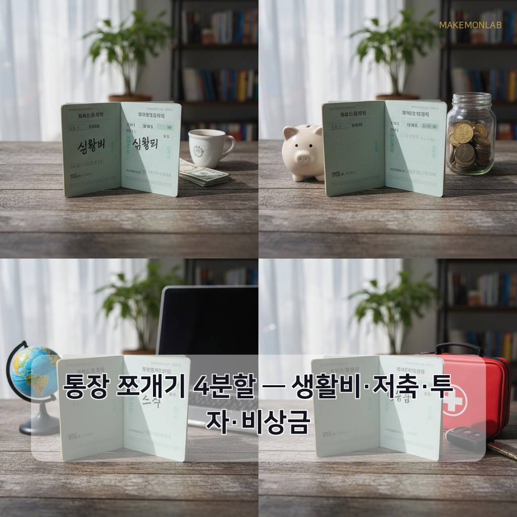 무점포 창업 아이디어 15선 - 통장 쪼개기 4분할 — 생활비·저축·투자·비상금