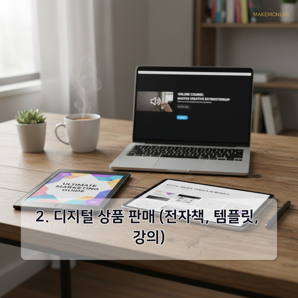 월세처럼 매달 들어오는 자동 수입, 현실적으로 가능한 5가지 - 2. 디지털 상품 판매 (전자책, 템플릿, 강의)