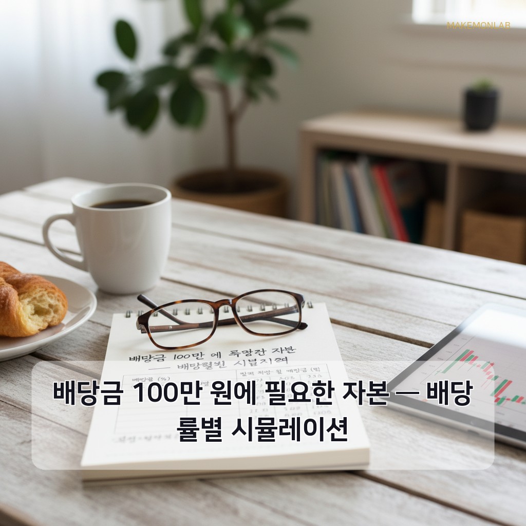 배당주 투자로 월 100만 원 만들기 - 배당금 100만 원에 필요한 자본 — 배당률별 시뮬레이션