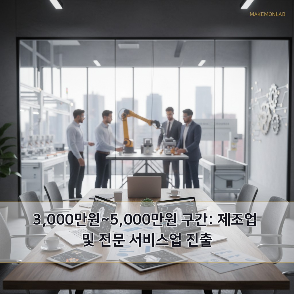 자본금별 창업 완전 정리 - 3,000만원~5,000만원 구간: 제조업 및 전문 서비스업 진출