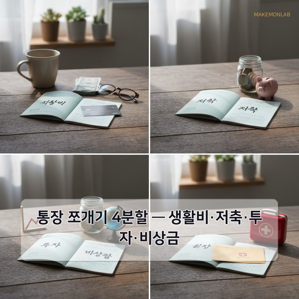 사이드 프로젝트가 본업이 되는 순간 - 통장 쪼개기 4분할 — 생활비·저축·투자·비상금