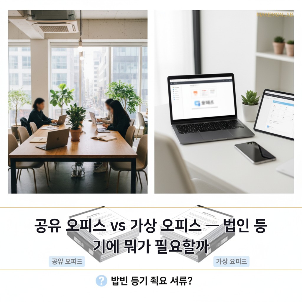공유 오피스에서 시작하는 1인 법인 창업 - 공유 오피스 vs 가상 오피스 — 법인 등기에 뭐가 필요할까