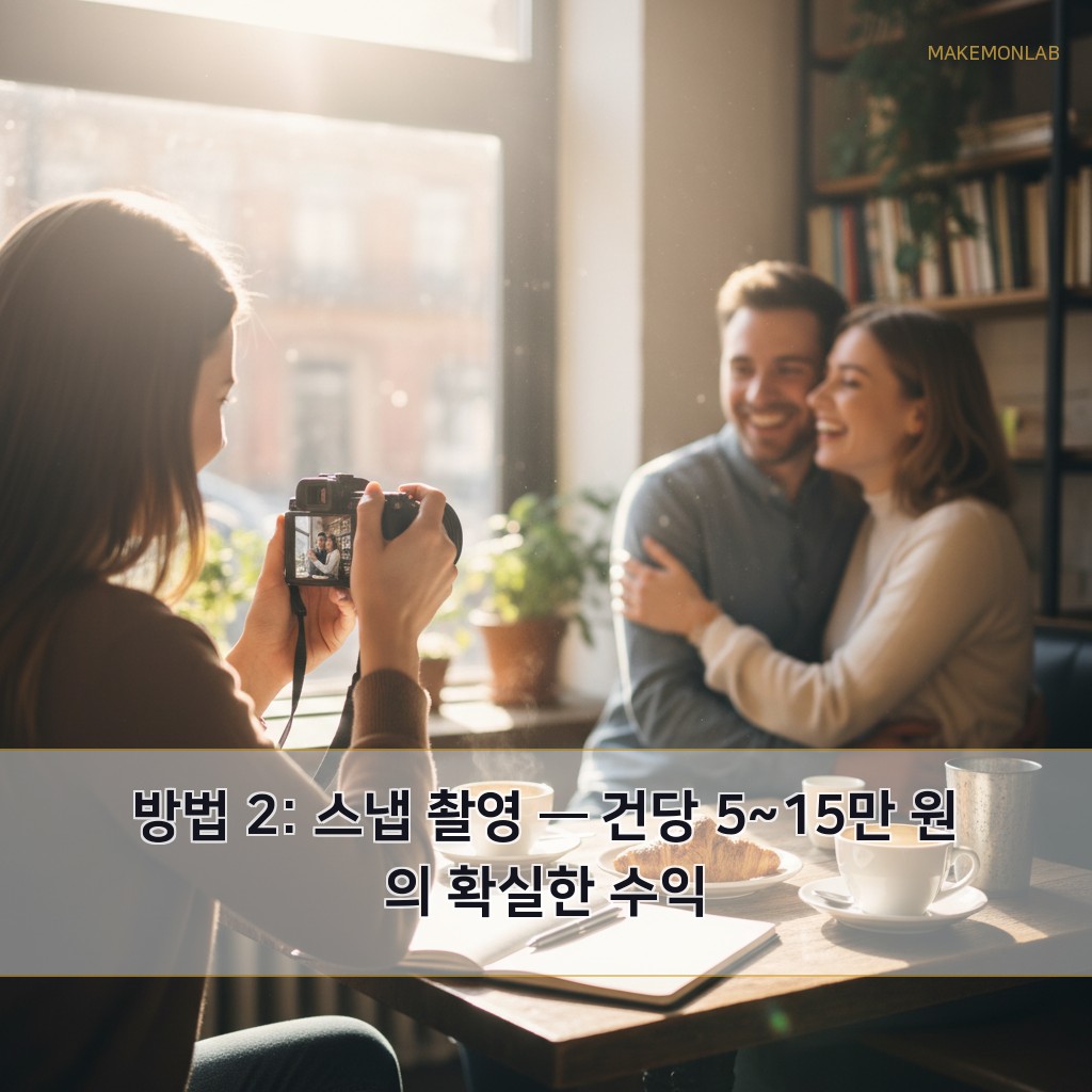 사진 찍어서 돈 버는 법 - 방법 2: 스냅 촬영 — 건당 5~15만 원의 확실한 수익