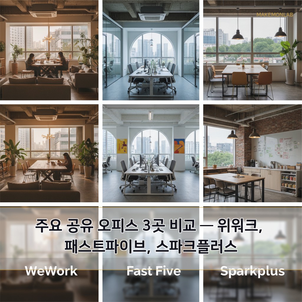 공유 오피스에서 시작하는 1인 법인 창업 - 주요 공유 오피스 3곳 비교 — 위워크, 패스트파이브, 스파크플러스
