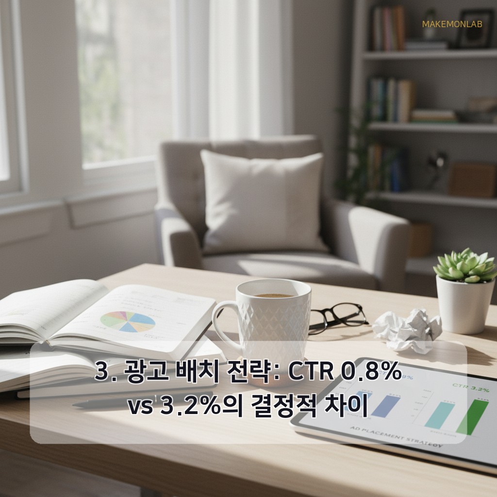 AI 블로그 AdSense 수익화 - 3. 광고 배치 전략: CTR 0.8% vs 3.2%의 결정적 차이