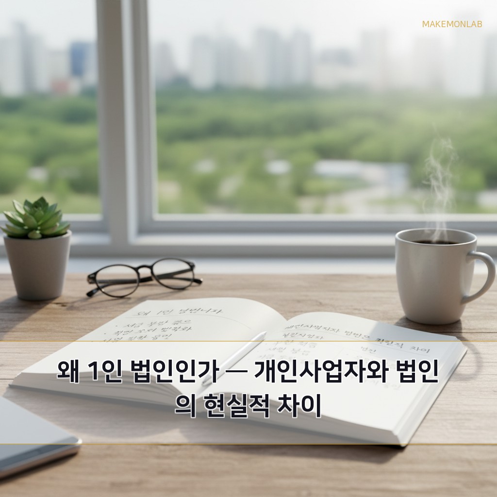 공유 오피스에서 시작하는 1인 법인 창업 - 왜 1인 법인인가 — 개인사업자와 법인의 현실적 차이