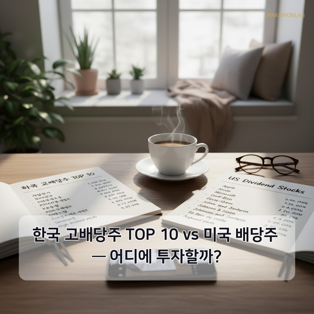배당주 투자로 월 100만 원 만들기 - 한국 고배당주 TOP 10 vs 미국 배당주 — 어디에 투자할까?