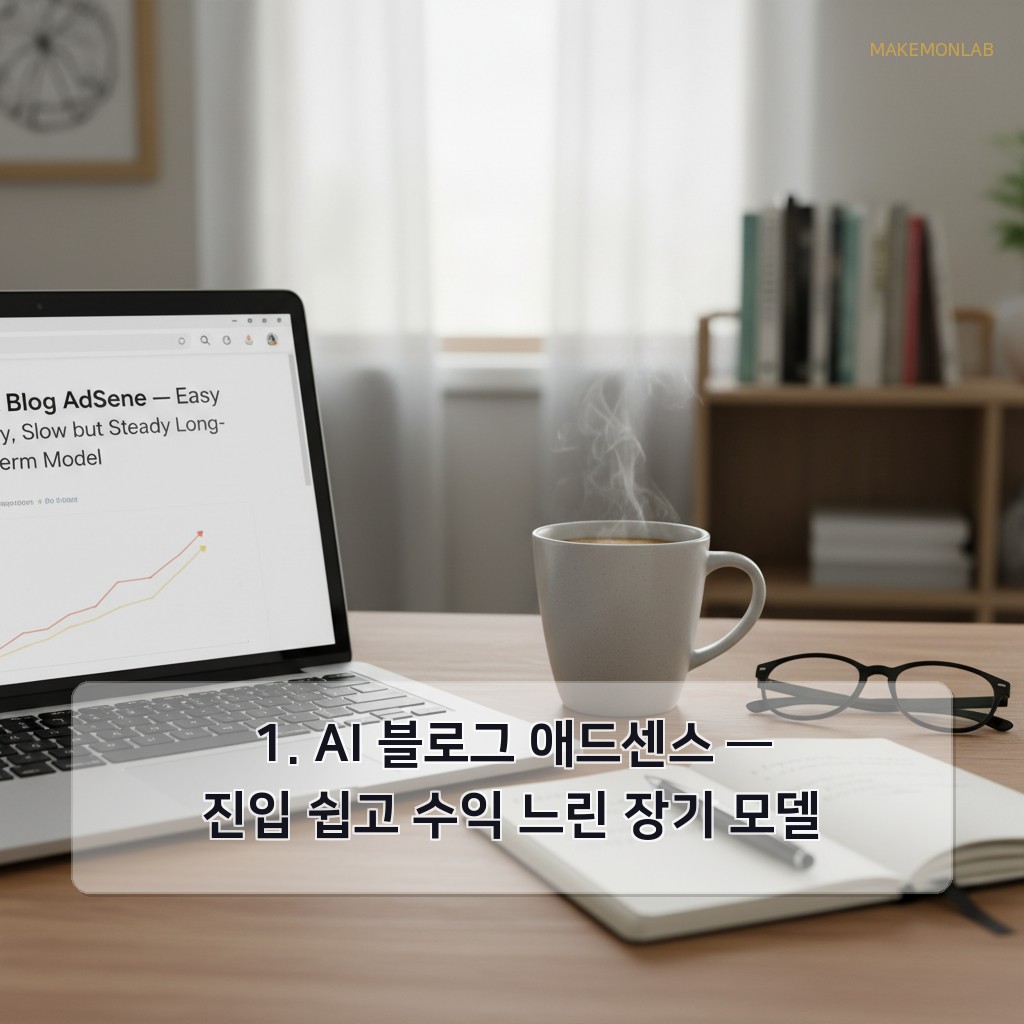 AI로 월 30만원 부업 시작하기 - 1. AI 블로그 애드센스 — 진입 쉽고 수익 느린 장기 모델