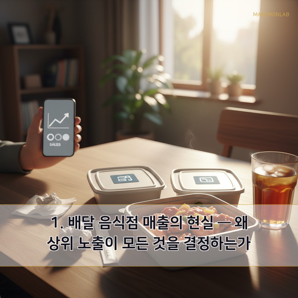 배달 음식점 매출 올리는 법 - 1. 배달 음식점 매출의 현실 — 왜 상위 노출이 모든 것을 결정하는가