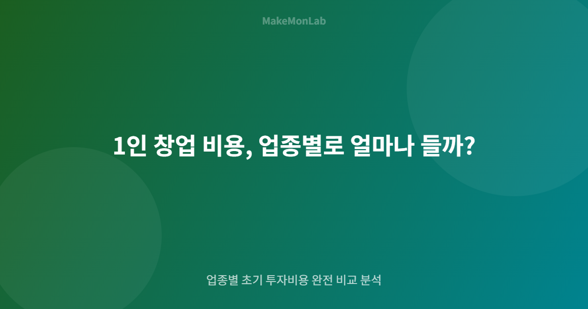 1인 창업 비용, 업종별로 얼마나 들까? — 카페부터 스마트스토어까지 현실 총정리